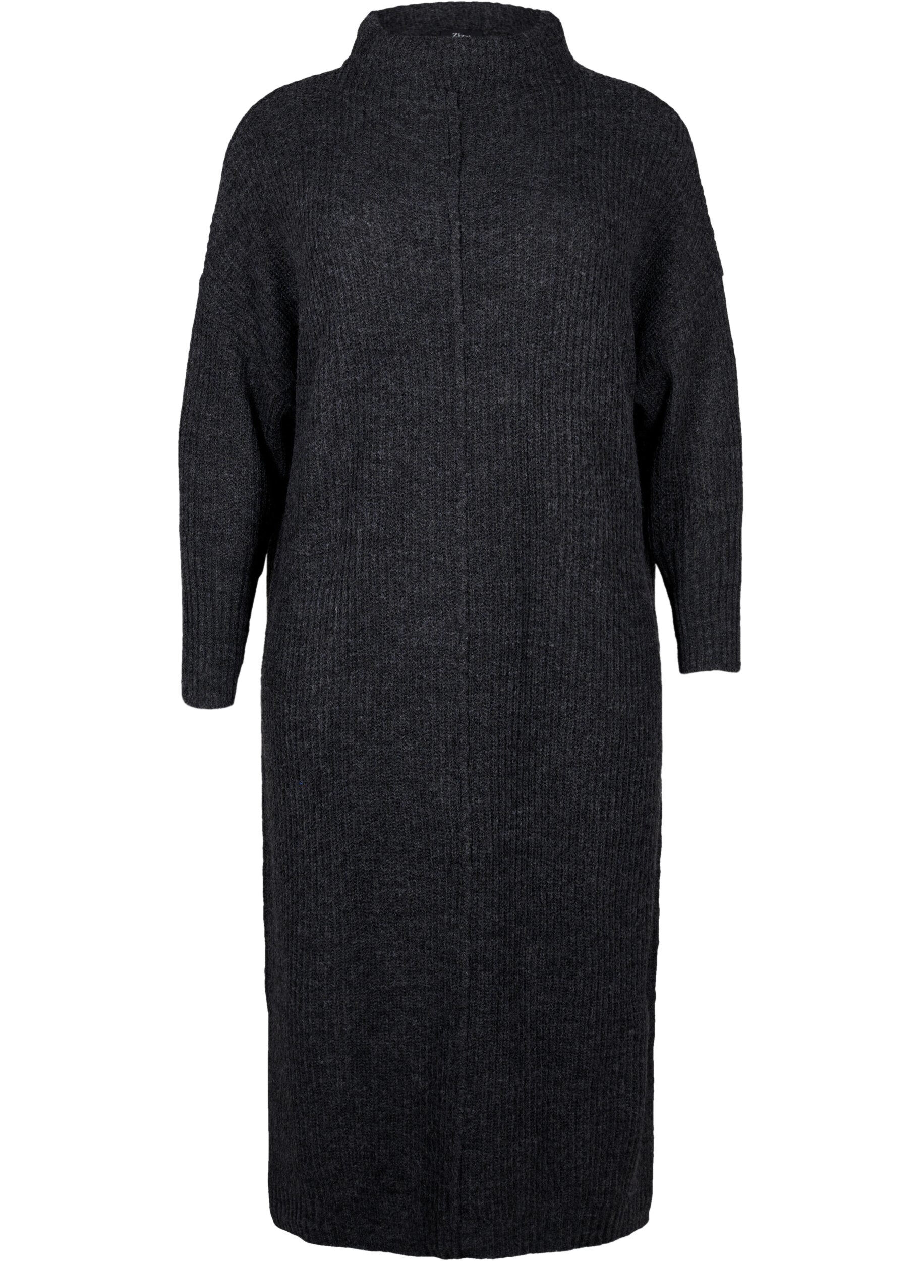 Langes, &uuml;bergro&szlig;es Strickkleid mit Schlitz
