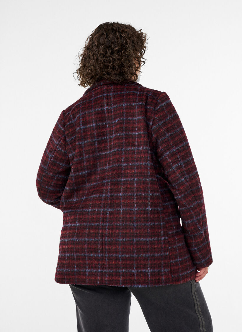 Veste &agrave; carreaux avec poches, Bordeaux, Model image number 2