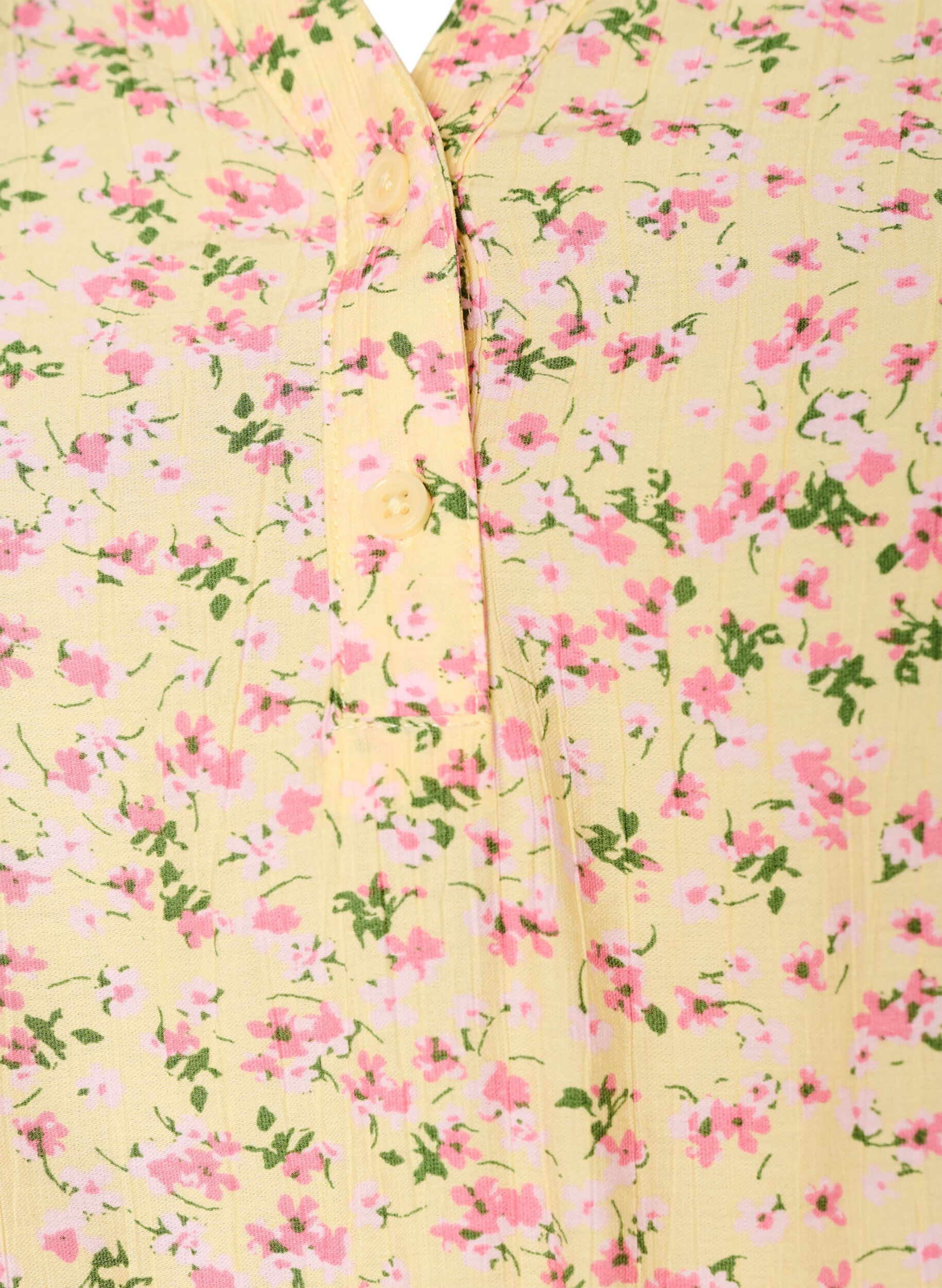 ZizziBlouse fleurie en viscose &agrave; manches courtes et col &agrave; volants, Jaune, Packshot image number 2