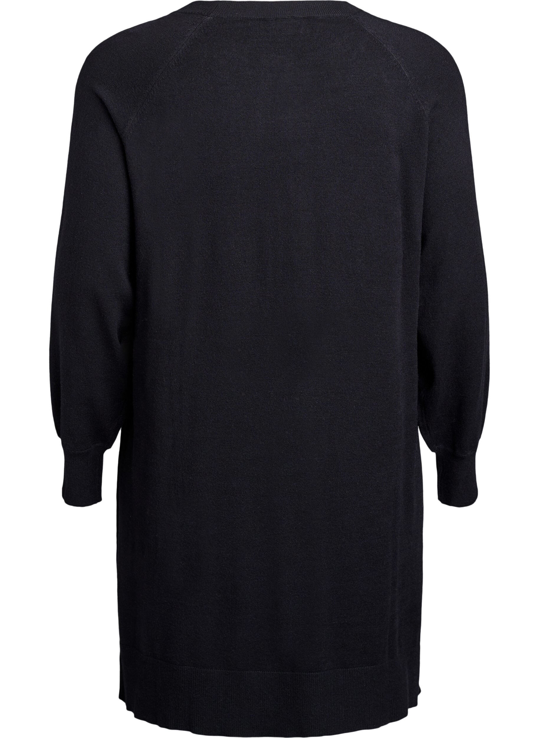 ZizziStrickkleid mit Raglan&auml;rmeln und Mittelnaht, Schwarz, Packshot image number 1
