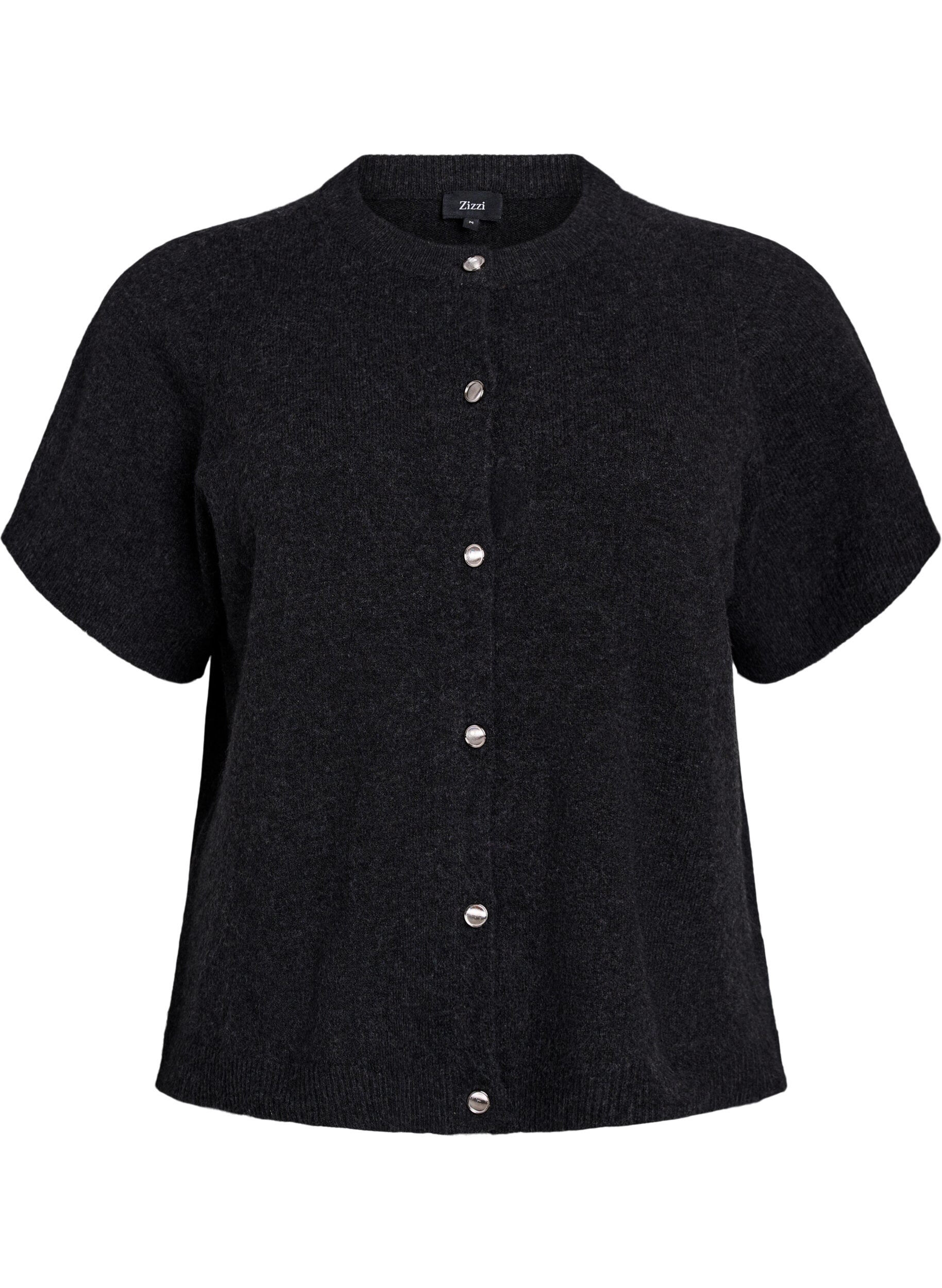 Zizzi  Cardigan en tricots &agrave; manches courtes, Gris anthracite, Packshot image number 0