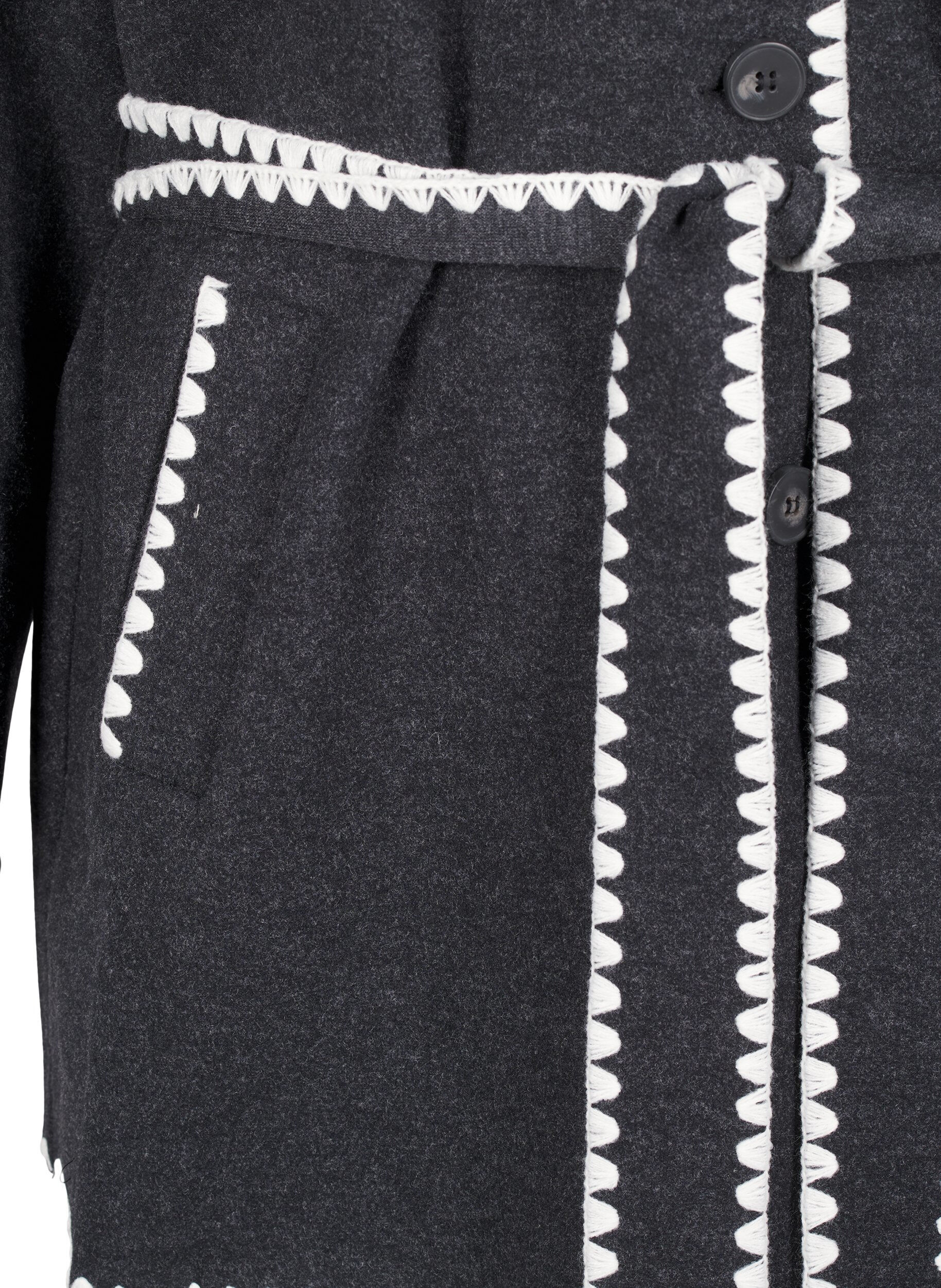 Zizzi Mantel mit kontrastfarbenen R&auml;ndern, Dark Grey Melange, Packshot image number 3