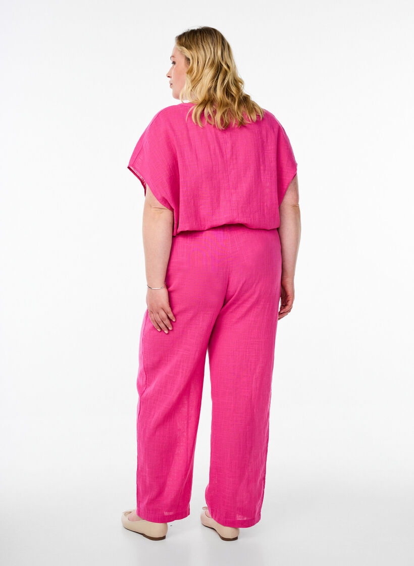 FLASH - Gerade geschnittene Hose mit hoher Taille, Pink, Model image number 1