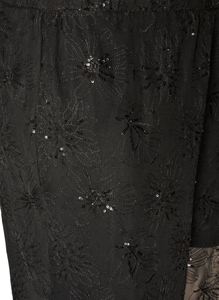 Pantalon en maille avec broderies florales et sequins, Noir, Packshot image number 2