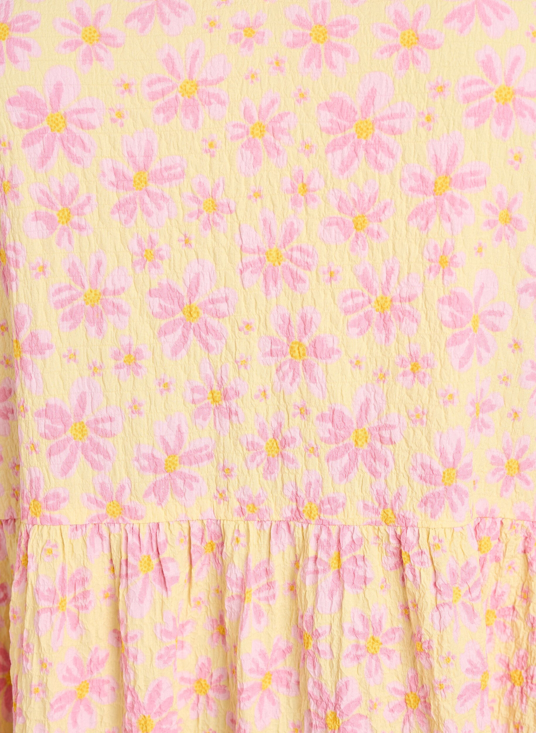 ZizziKn&ouml;chellanges Kleid mit kurzen &Auml;rmeln und gestuften Volants, Gelb, Packshot image number 2