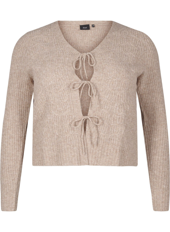 Strickjacke mit Bindedetails, Simply Taupe Mel., Packshot image number 0