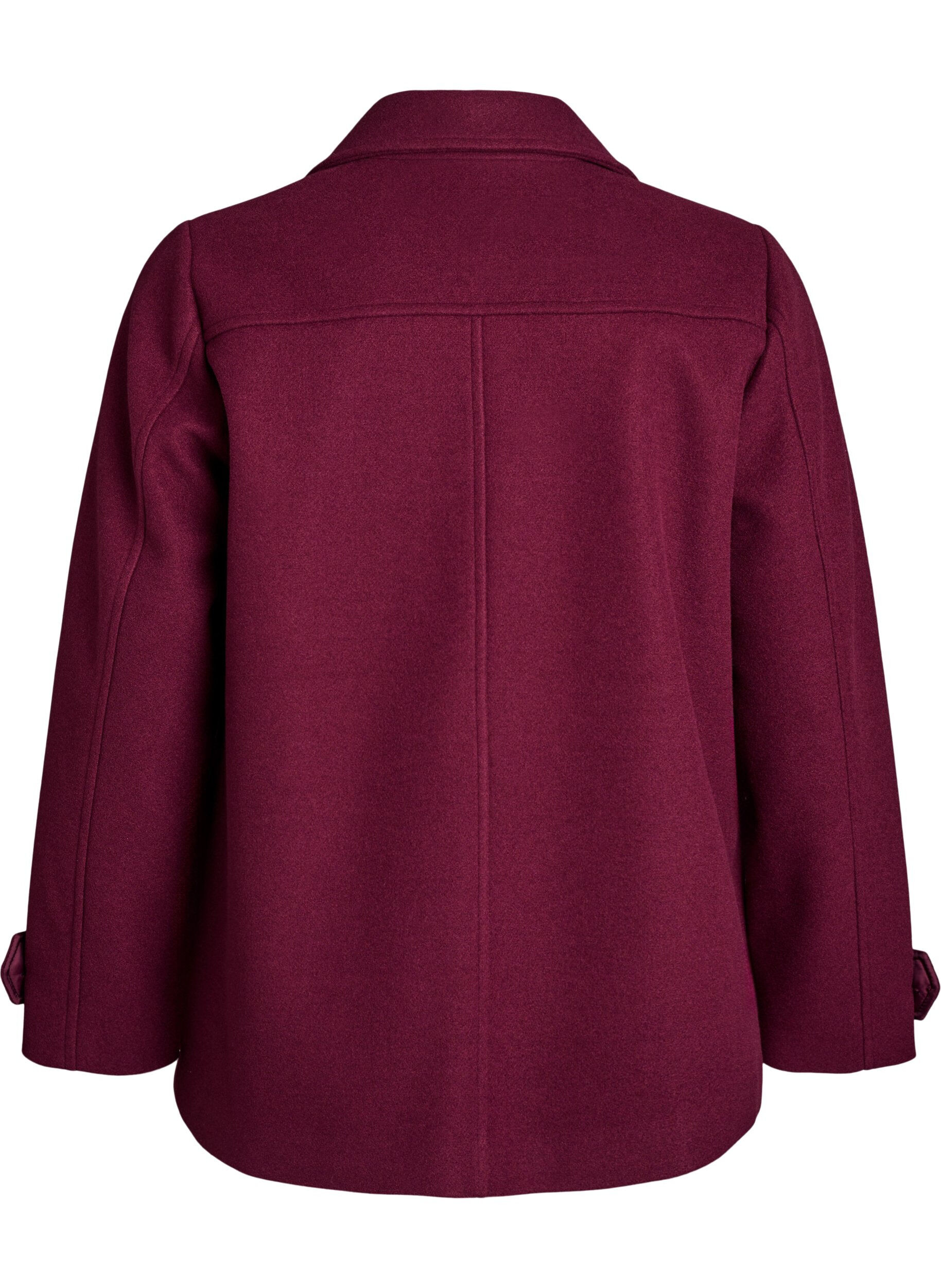 ZizziKurzmantel mit zweireihiger Knopfleiste, Dunkles Bordeaux, Packshot image number 1