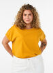 T-shirt &agrave; manches courtes en coton m&eacute;lang&eacute;, Jaune, Model image number 0
