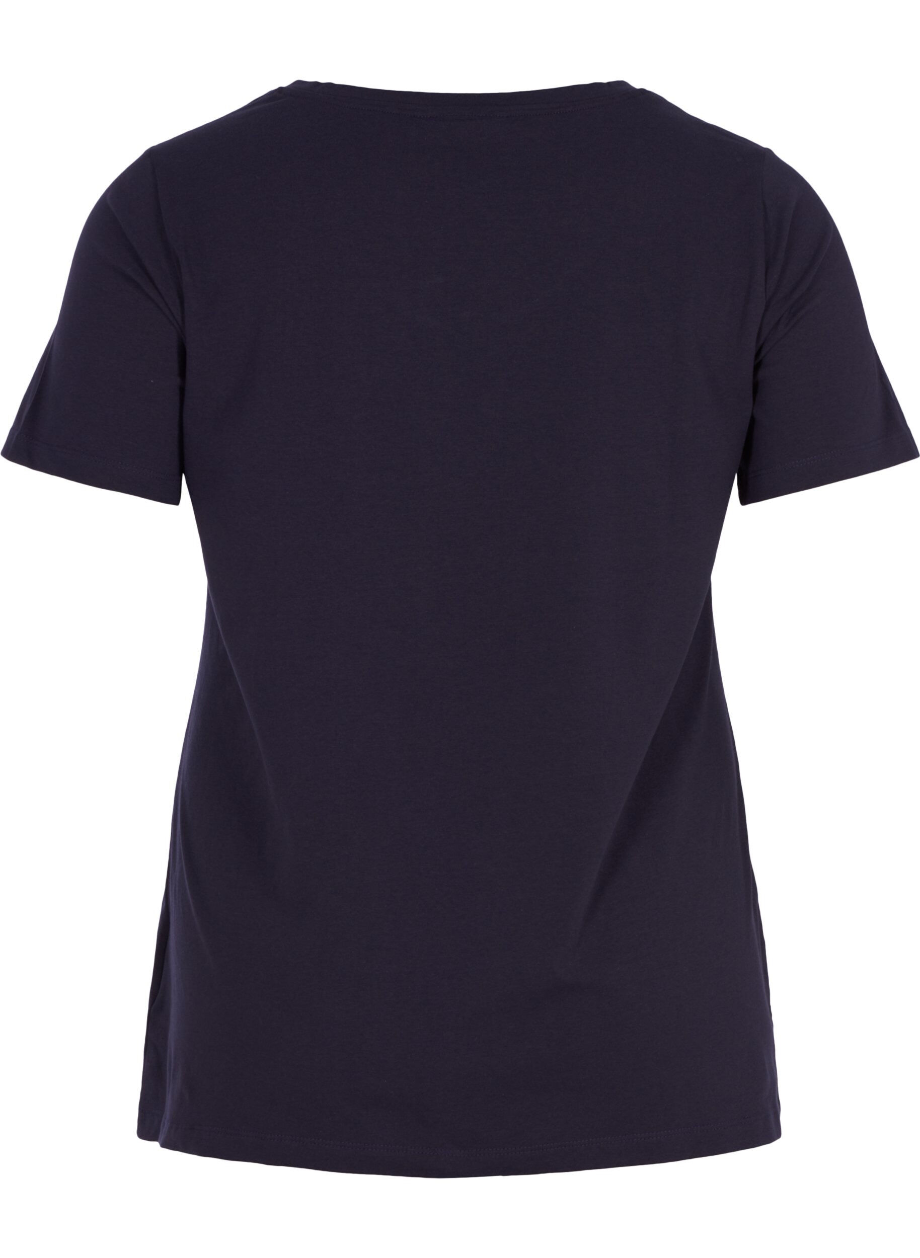 Zizzi Einfarbiges Basic-T-Shirt aus Baumwolle, Blau, Packshot image number 1