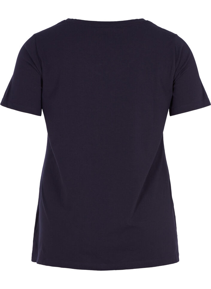 Einfarbiges Basic-T-Shirt aus Baumwolle, Blau, Packshot image number 1