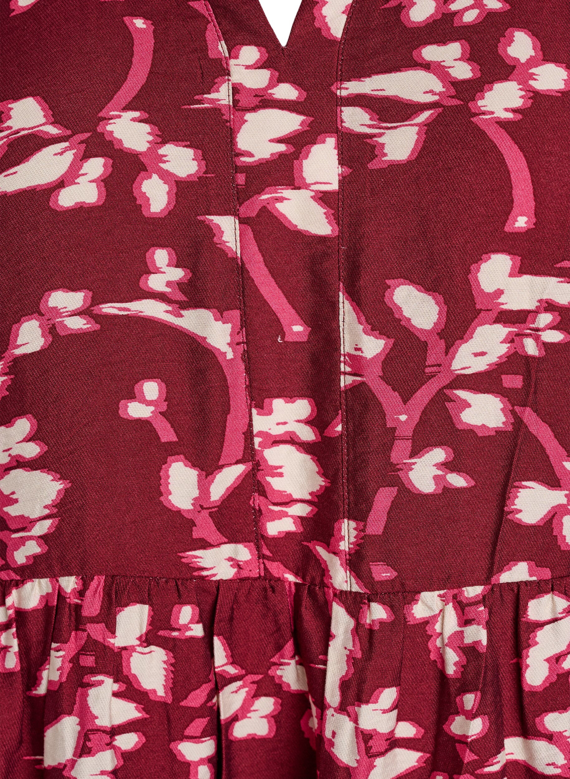 Zizzi A-Linien-Kleid mit R&uuml;schenkragen, Rot, Packshot image number 2