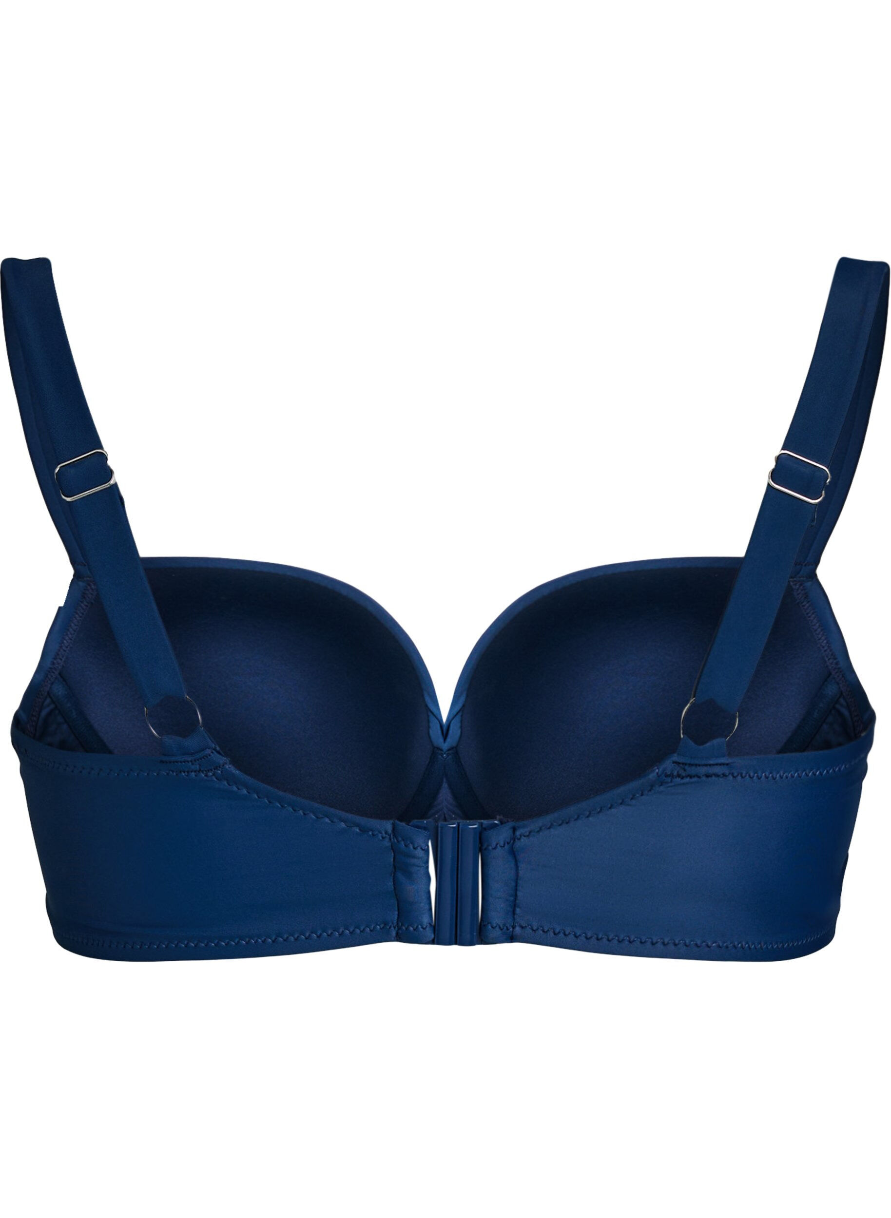 Zizzi Bikinioberteil mit B&uuml;gel und Raffung, Blau, Packshot image number 1