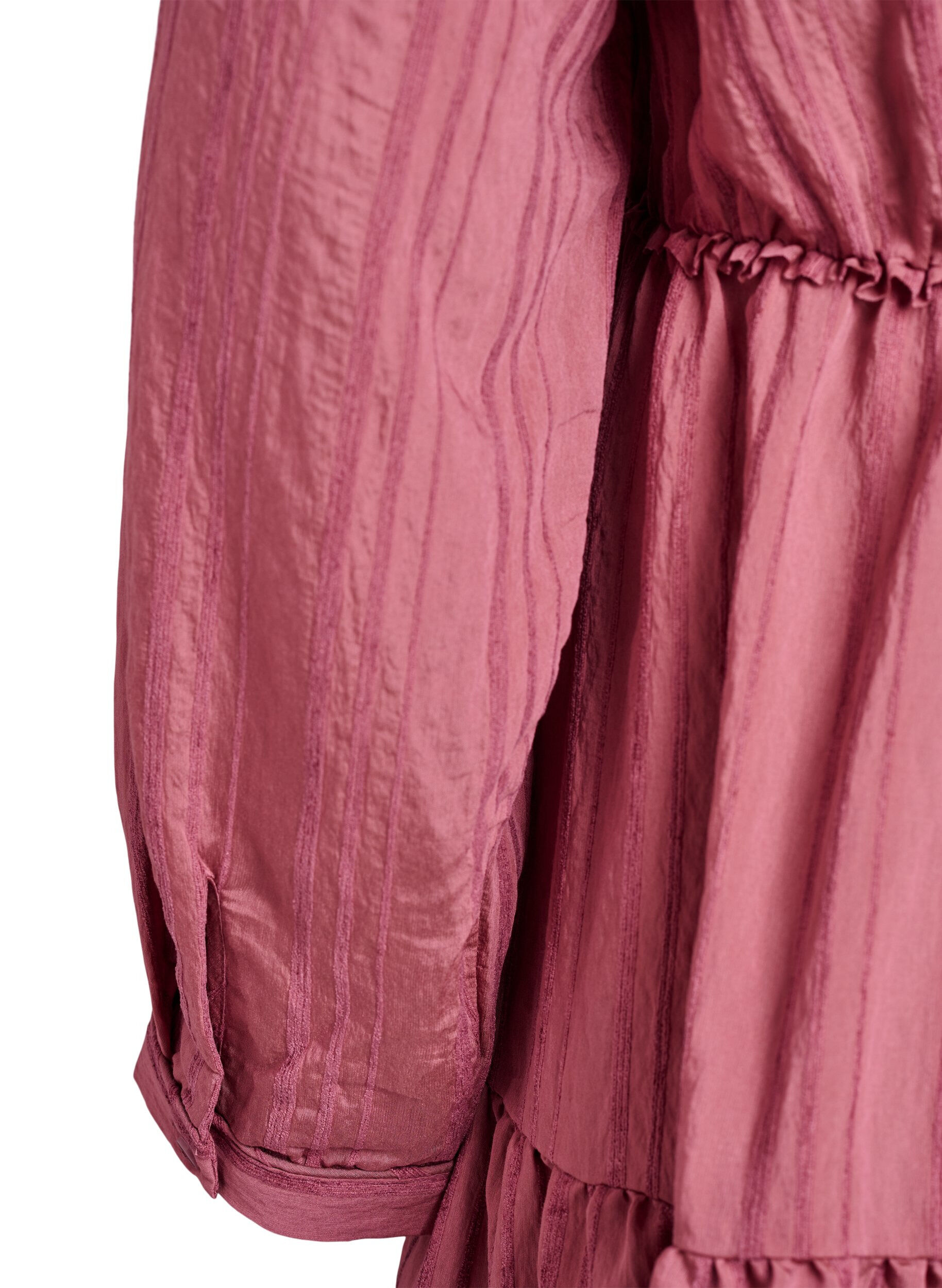 Zizzi Kurzes Kleid mit gewebtem Ripp und Gummizug in der Taille, Rot, Packshot image number 3