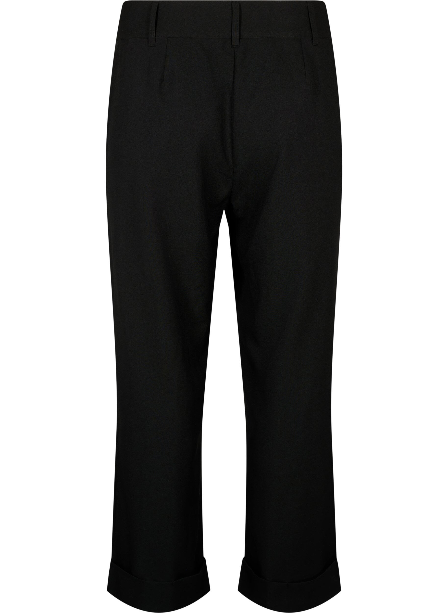 Zizzi Pantalon taille haute avec pliage, Black, Packshot image number 1