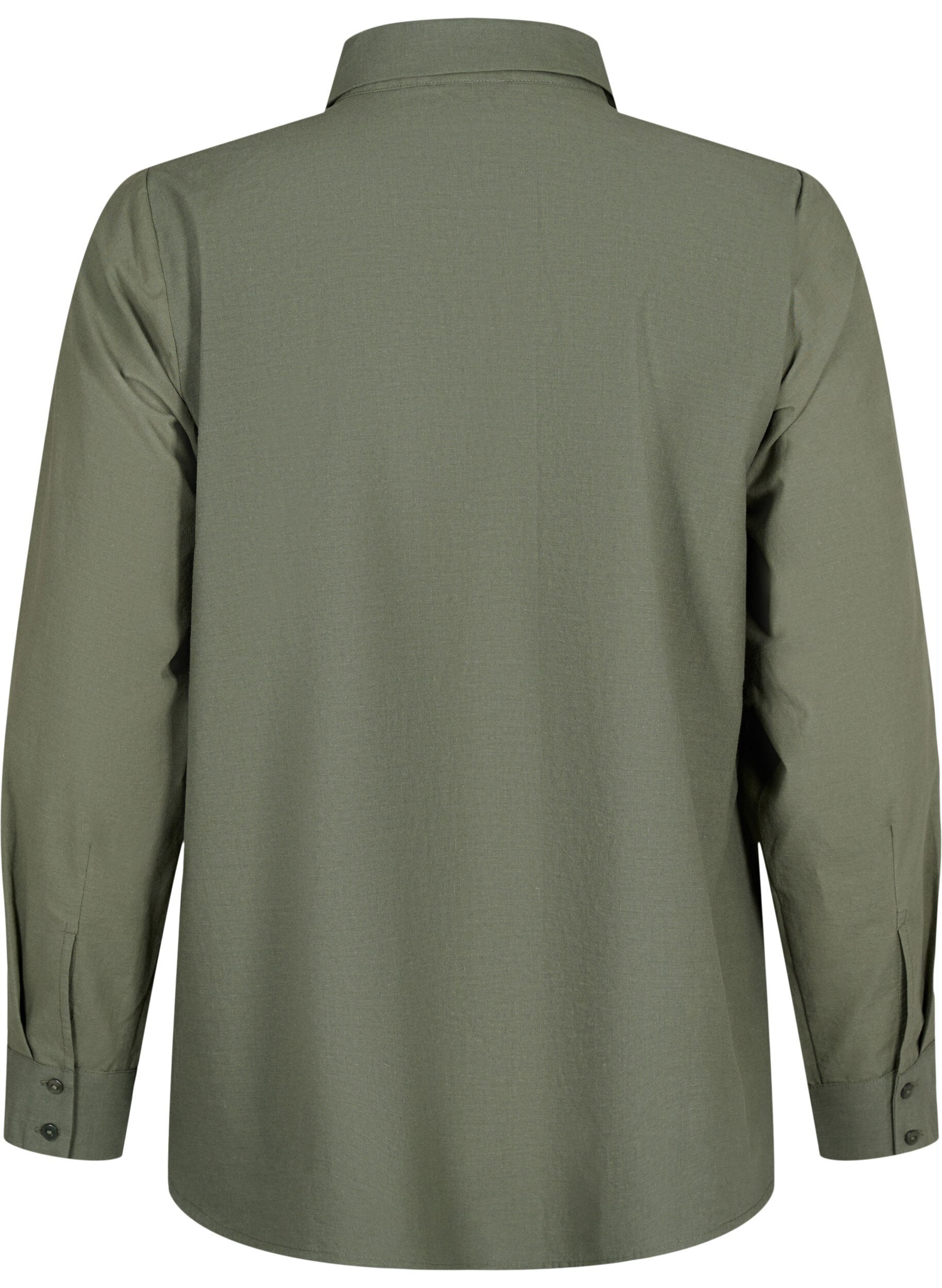 Zizzi Baumwollhemd mit Lochstickerei, Thyme, Packshot image number 1