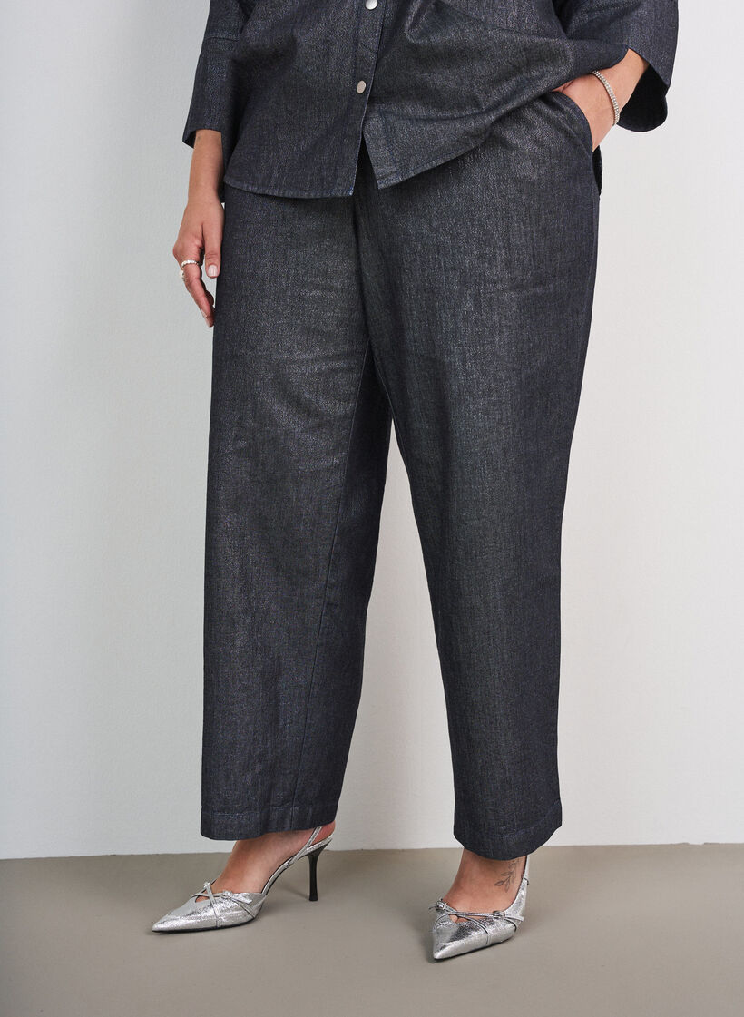 Straight Leg Jeans mit Glitzerfaden, Grau, Model image number 2
