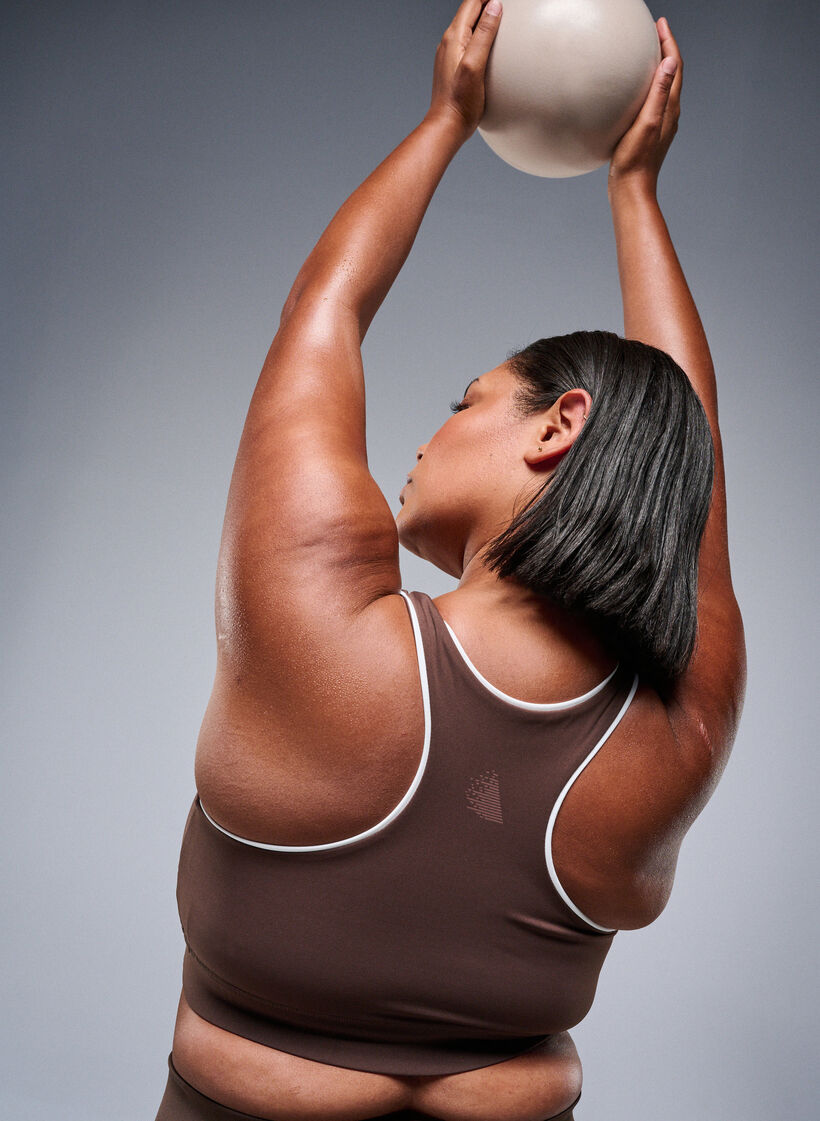 Sport-BH mit Racerback und Kontrastpaspel, Braun, Image image number 0