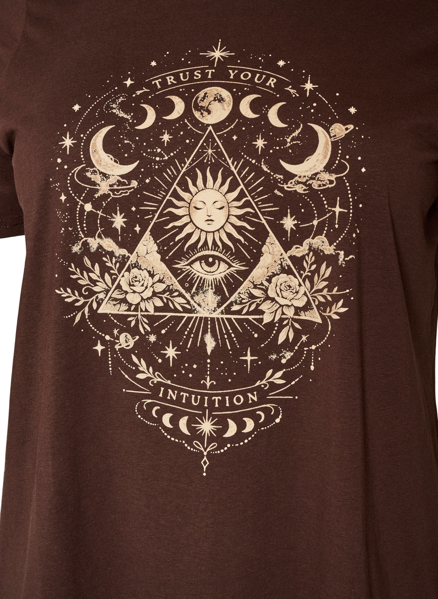 ZizziT-shirt en coton avec imprim&eacute; devant, Marron, Packshot image number 2