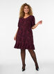 Robe &agrave; texture florale et bordure &agrave; volants, Bordeaux, Model image number 1