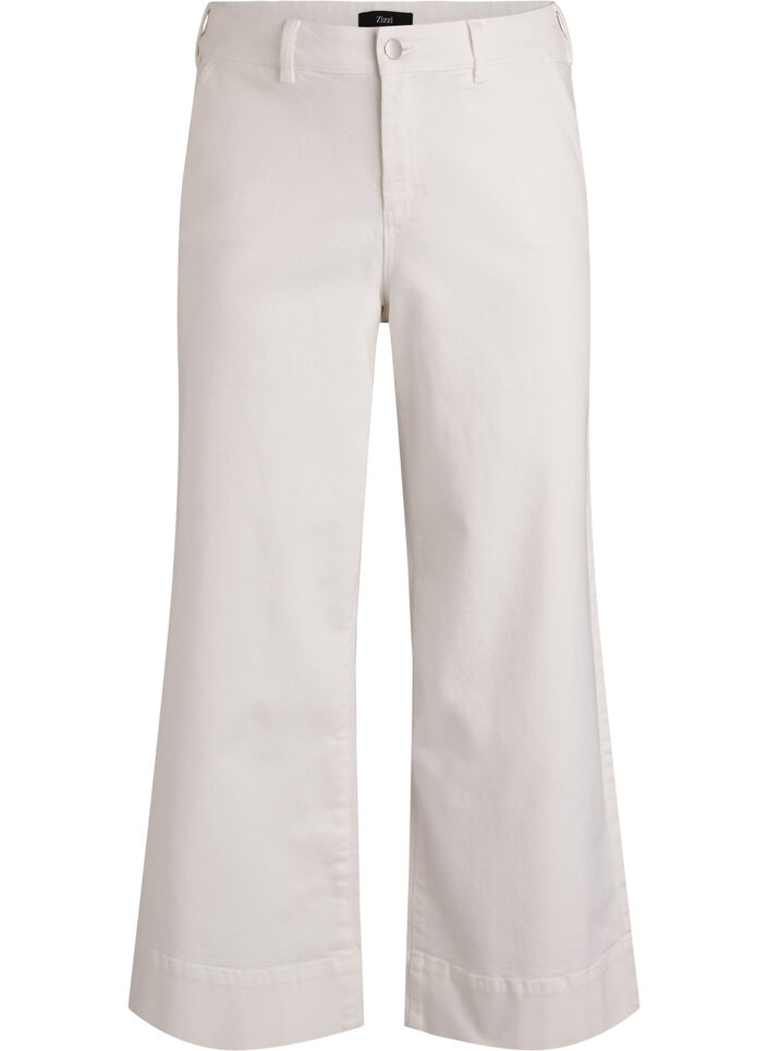 Jean Myra taille haute coupe ample, Blanc, Packshot image number 0