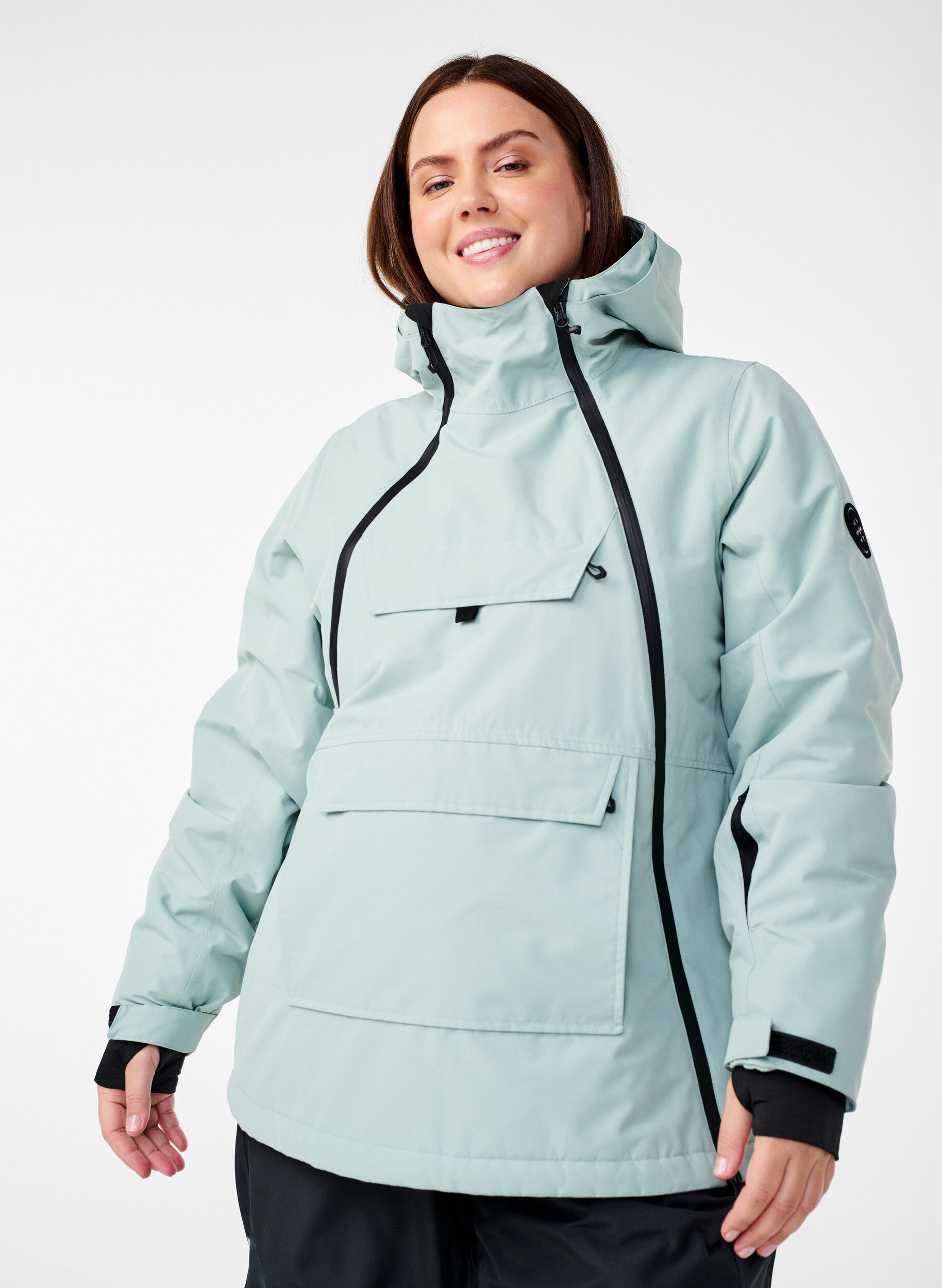Zizzi Funktionelle Skijacke mit Kapuze, Gr&uuml;n, Model image number 0