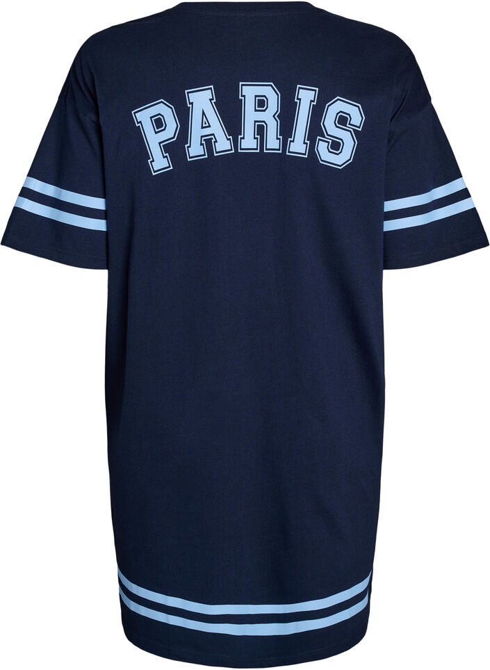 Kurzes T-Shirt-Kleid mit sportlichen Details, Blau, Packshot image number 1
