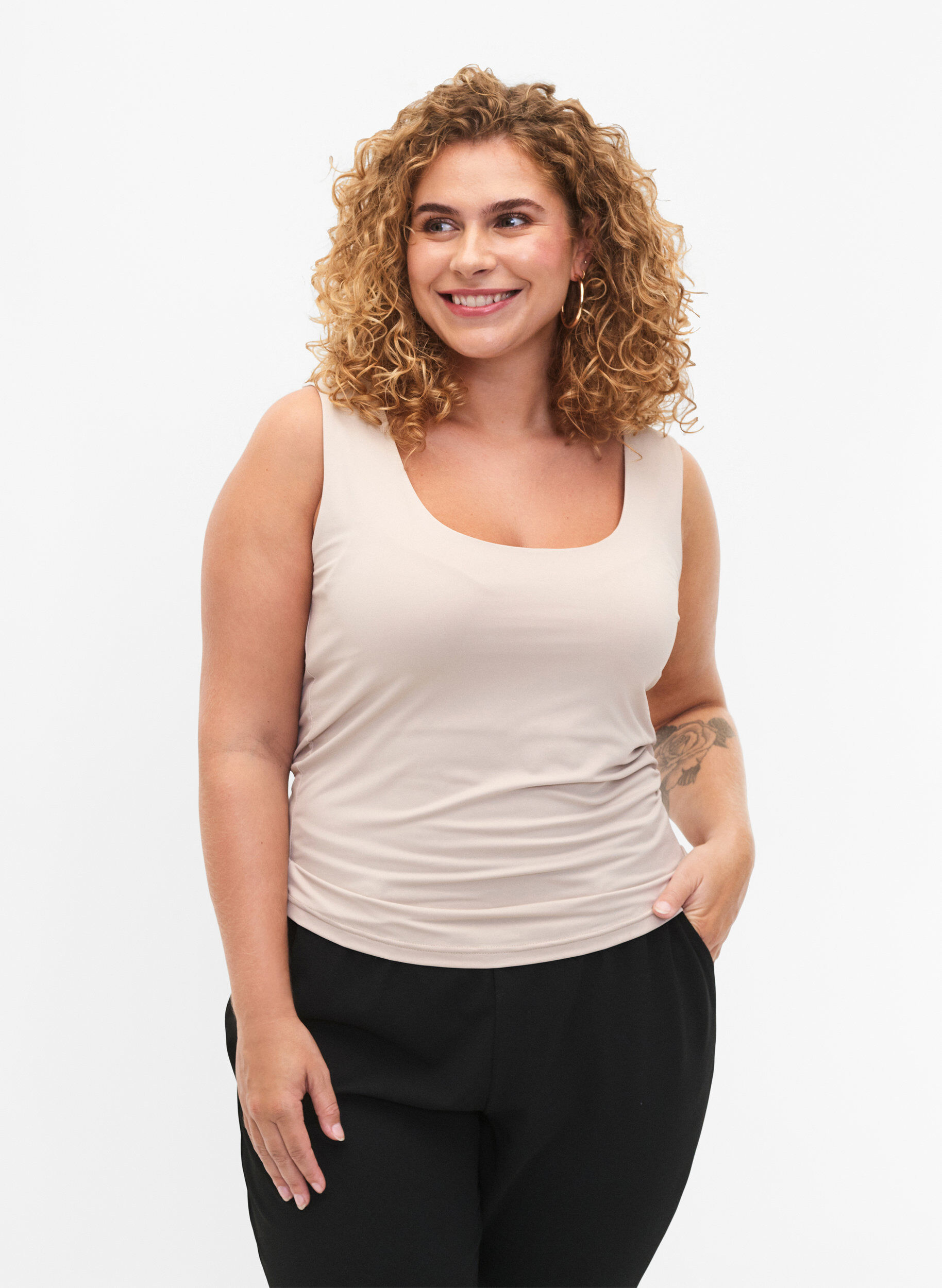 Zizzi Haut r&eacute;versible stretch, Silver Gray, Model image number 0