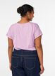 T-shirt &agrave; manches courtes en coton m&eacute;lang&eacute;, Mauve, Model image number 2