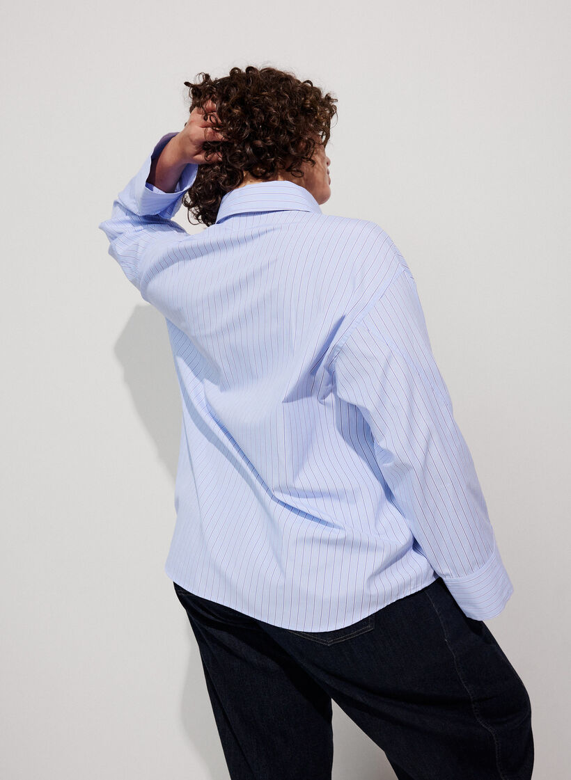 Lockere Bluse mit Bindeband, Blau, Model image number 2