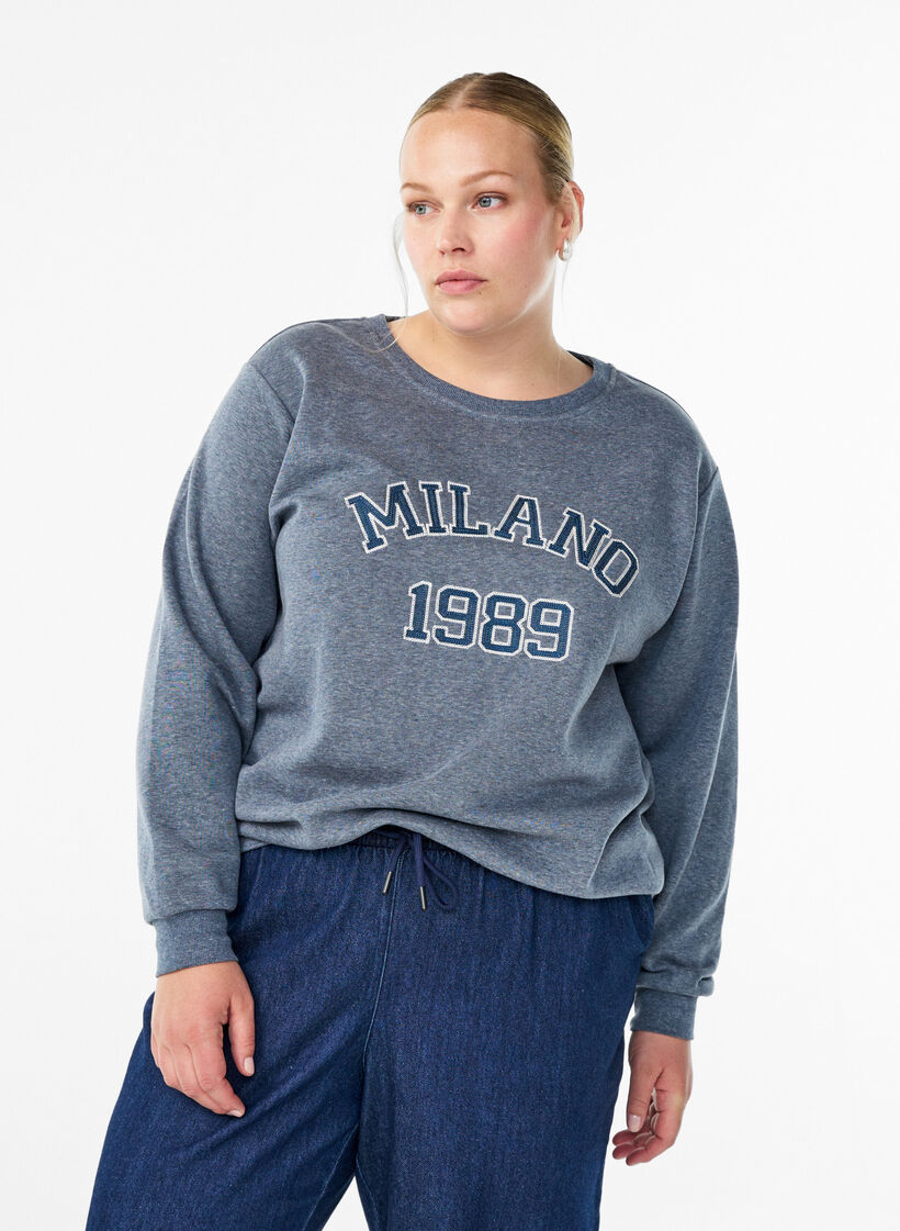 Sweatshirt mit aufgesticktem Mailand-Motiv, Grau, Model image number 0
