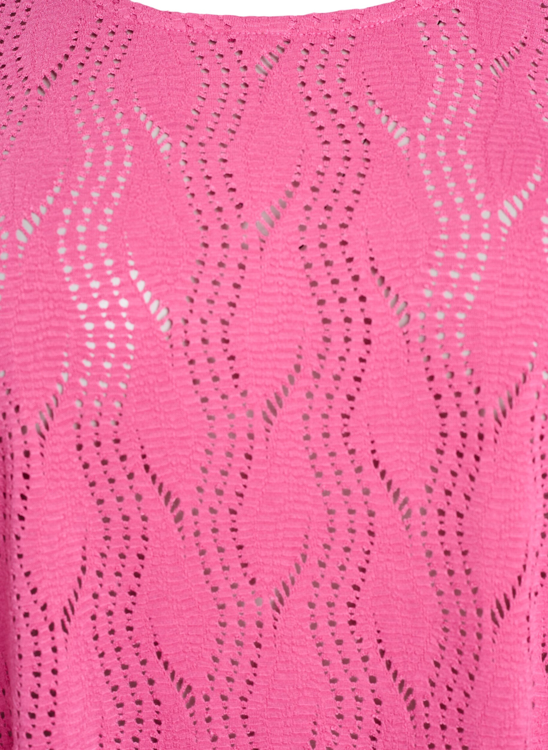 Zizzi FLASH - Robe courte en jersey &agrave; motif ajour&eacute;, Ibis Rose, Packshot image number 2