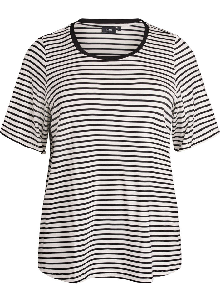 T-shirt en TENCEL&trade; Lyocell &agrave; rayures, Blanc, Packshot image number 0