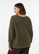 Blouse en maille avec motif ajour&eacute; textur&eacute;, Vert fonc&eacute;, Model image number 2