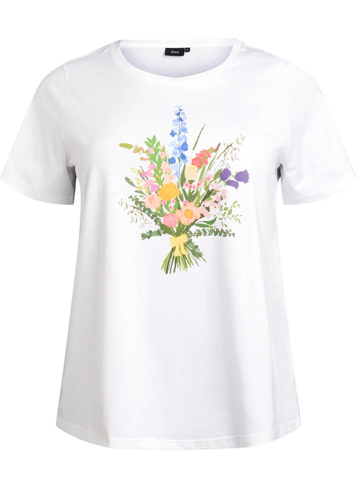 T-Shirt aus Bio-Baumwolle mit floralem Print, B. White w. Flower, Packshot image number 0