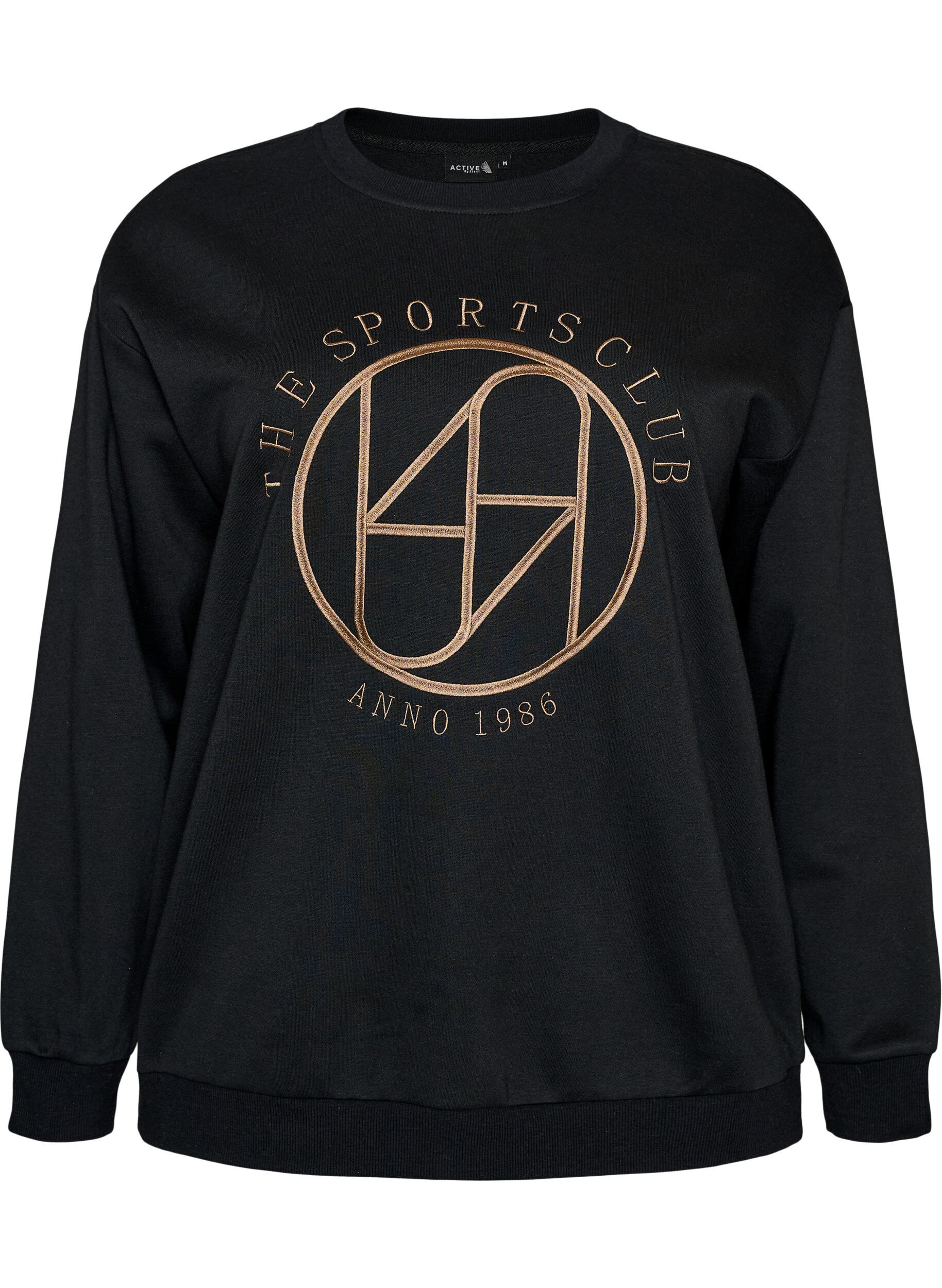 ZizziSweat-shirt avec texte brod&eacute;, Noir, Packshot image number 0