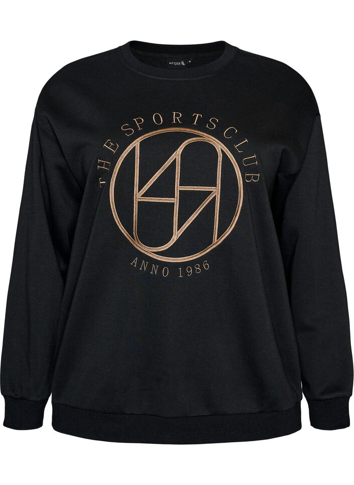 Sweat-shirt avec texte brod&eacute;, Noir, Packshot image number 0