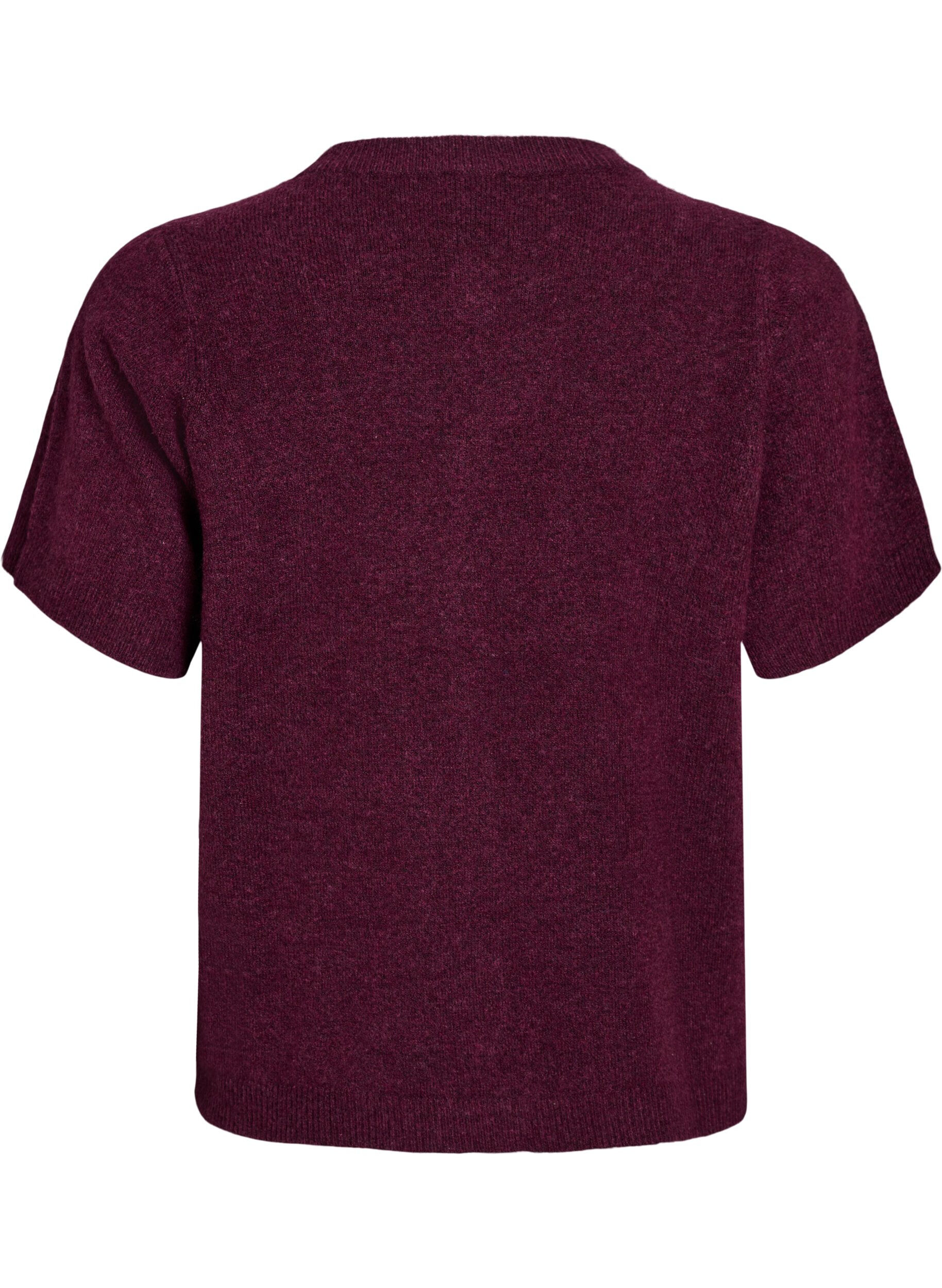 ZizziStrickjacke mit kurzen &Auml;rmeln, Dunkles Bordeaux, Packshot image number 1