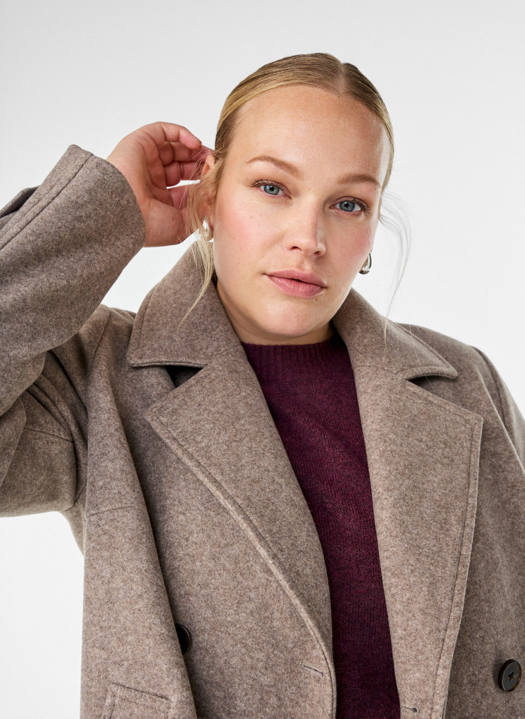 Zizzi Kurzmantel mit zweireihiger Knopfleiste, Beige, Image image number 0