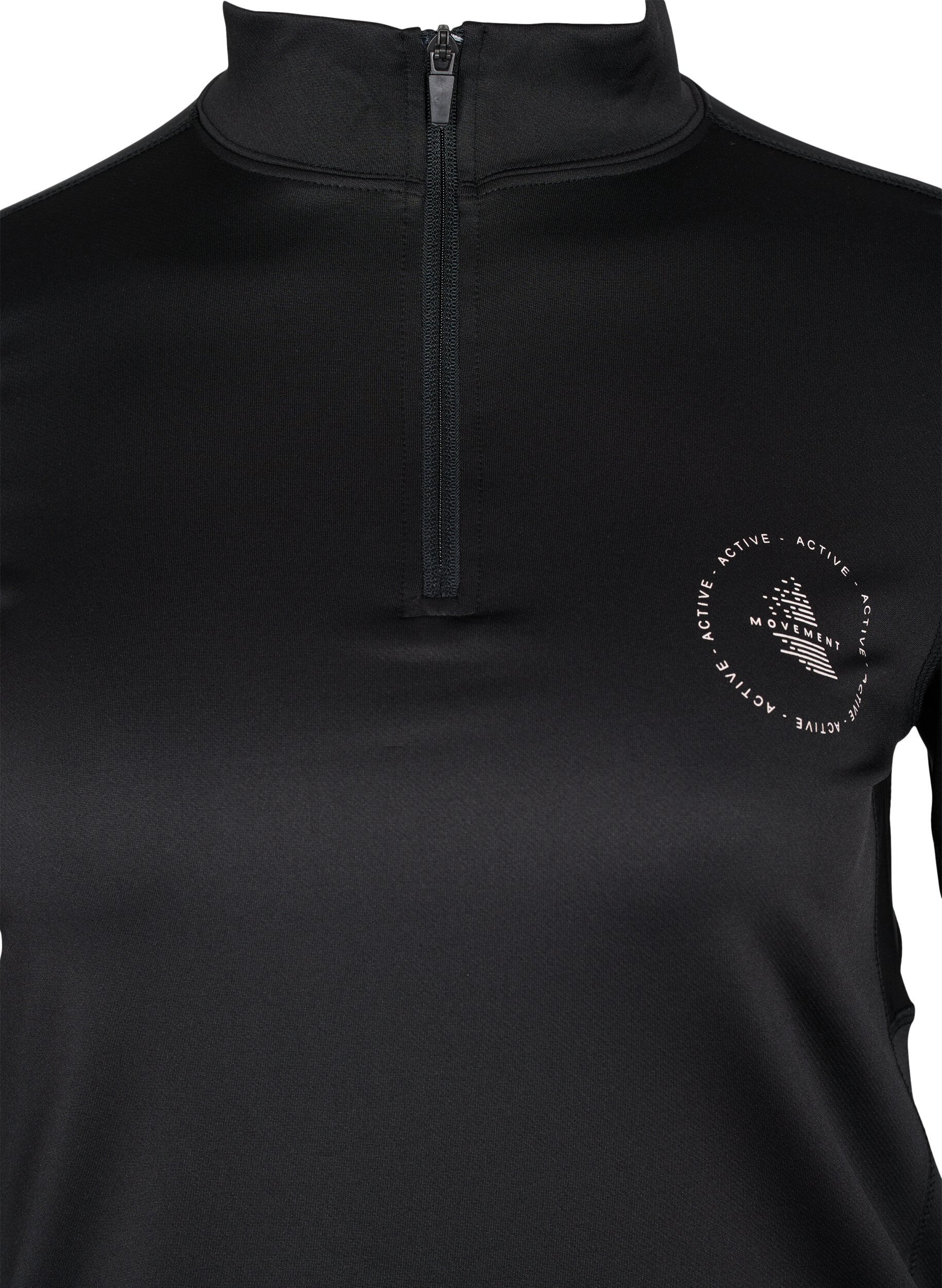 Zizzi Hochgeschlossenes Sporttop mit Rei&szlig;verschluss, Black, Packshot image number 3