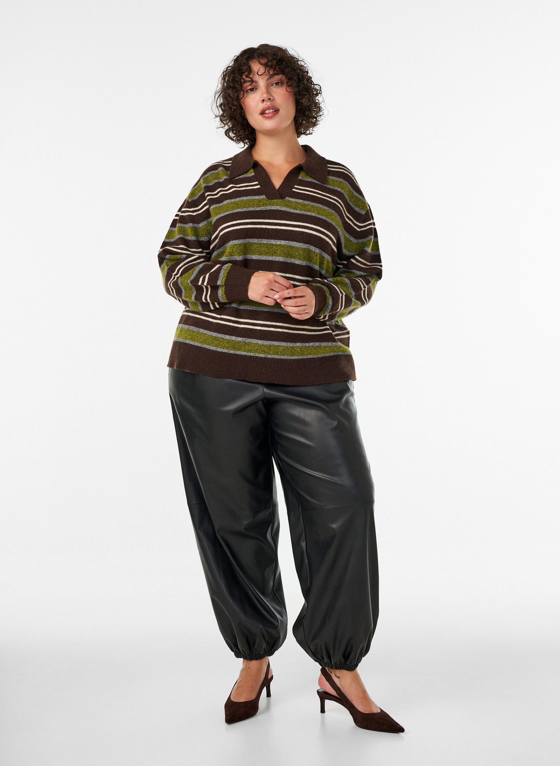 ZizziPantalon ballon en similicuir, Noir, Model image number 0