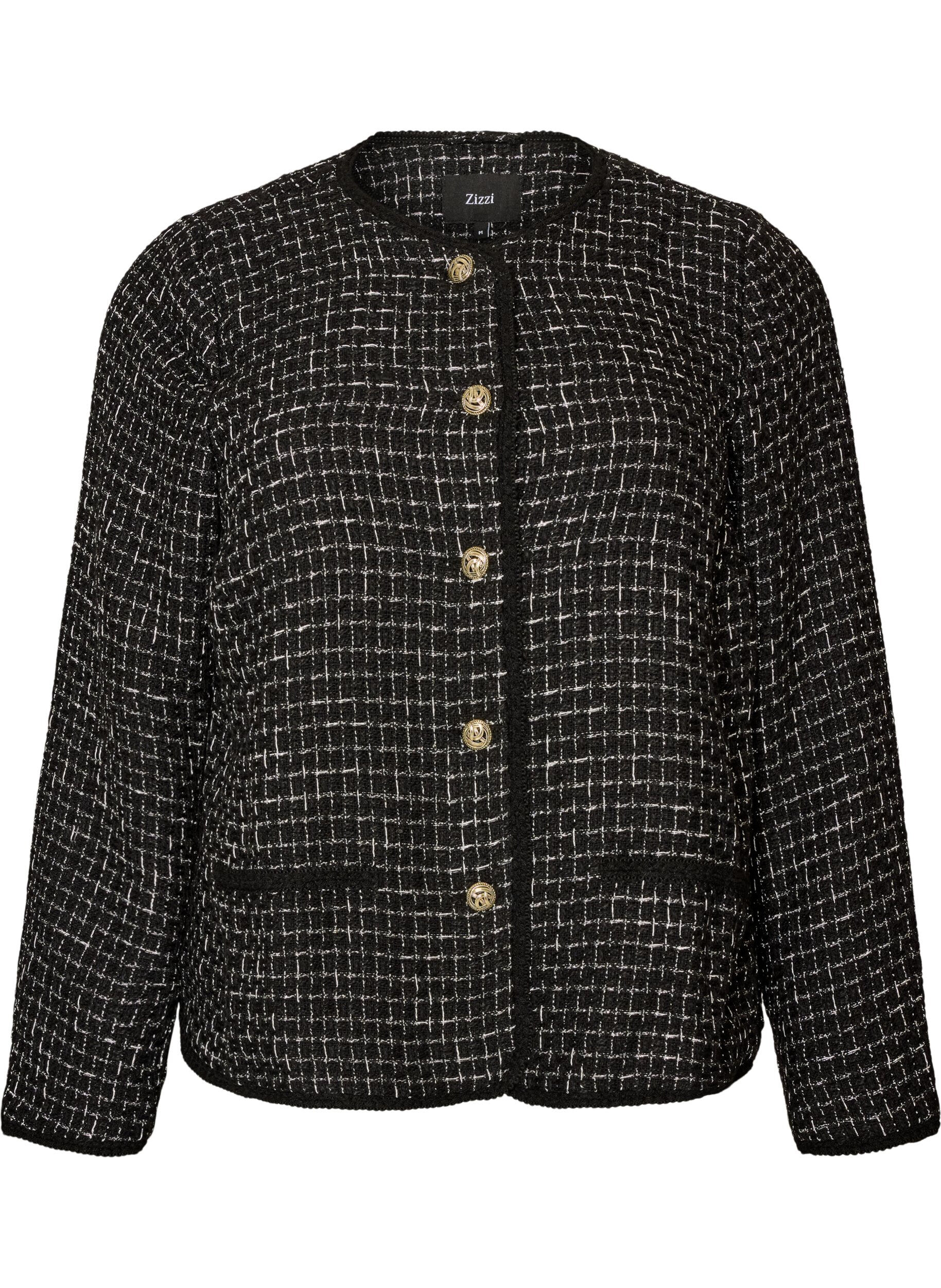Veste en boucl&eacute; avec boutons dor&eacute;s