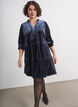 Robe courte en velours avec un col &agrave; volants et des manches longues, Bleu, Model image number 0