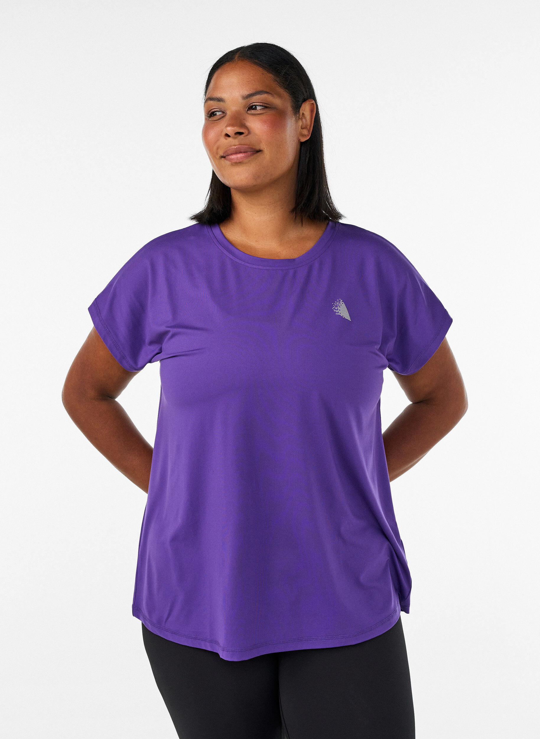 Einfarbiges Trainings-T-Shirt, Lila, Model
