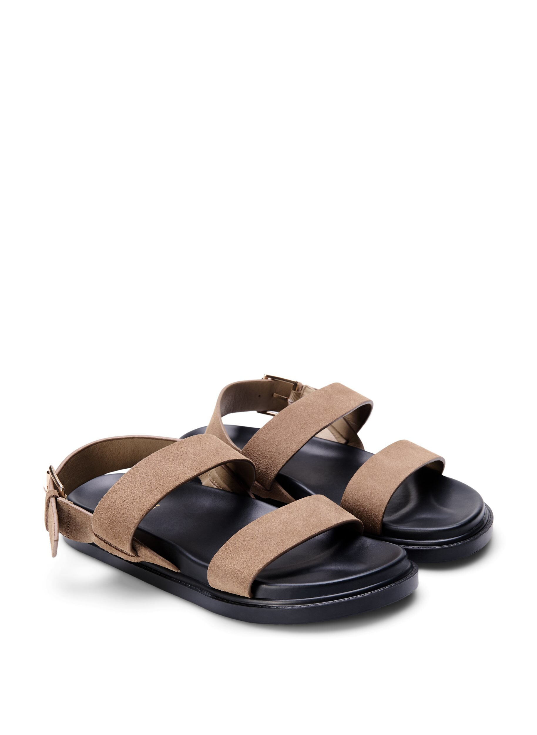 Zizzi Wide Fit Sandalen aus Wildleder, Brown, Packshot image number 1
