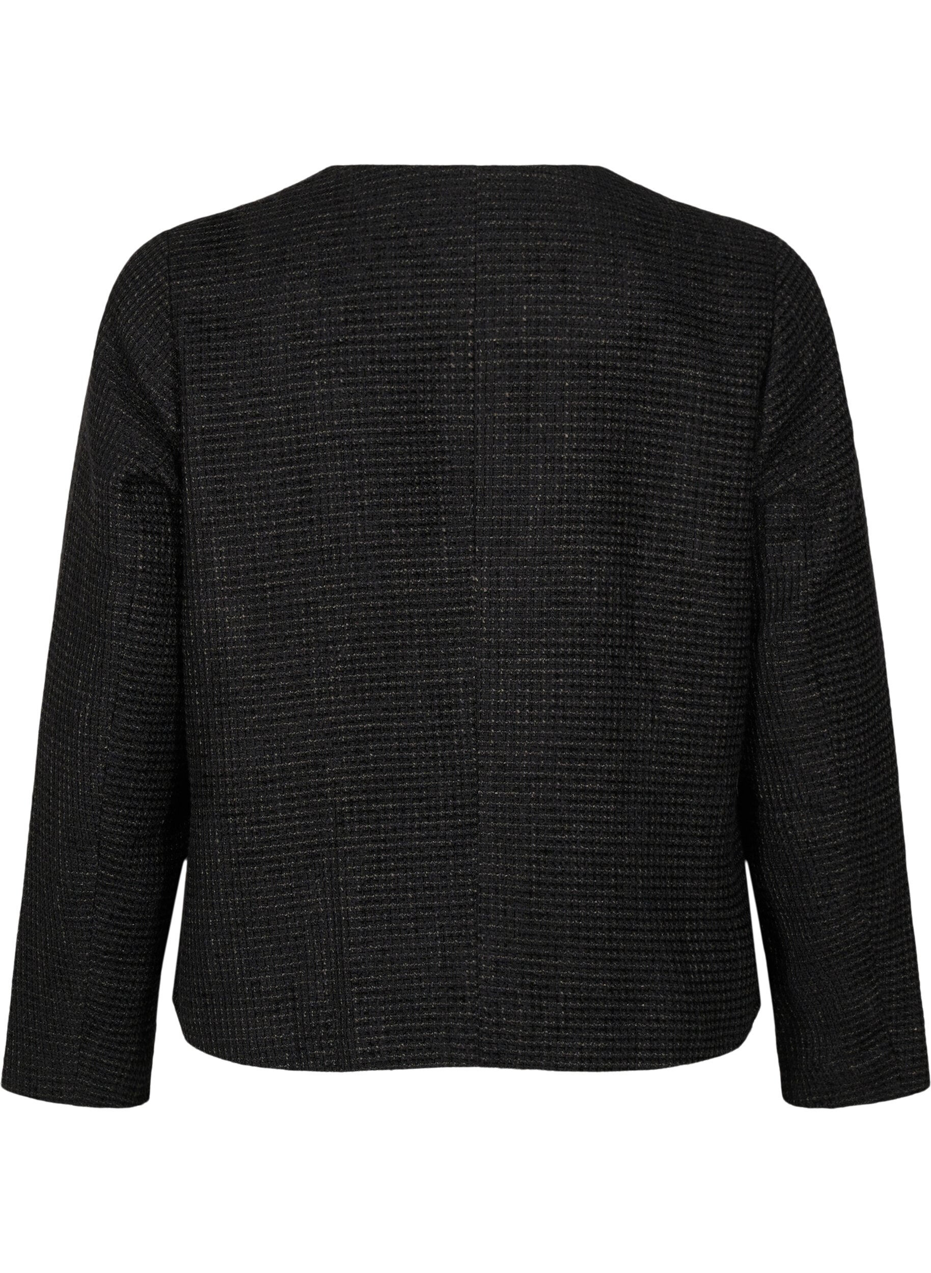 Zizzi Veste boucl&eacute;e avec poches et boutons d&eacute;coratifs, Black, Packshot image number 1