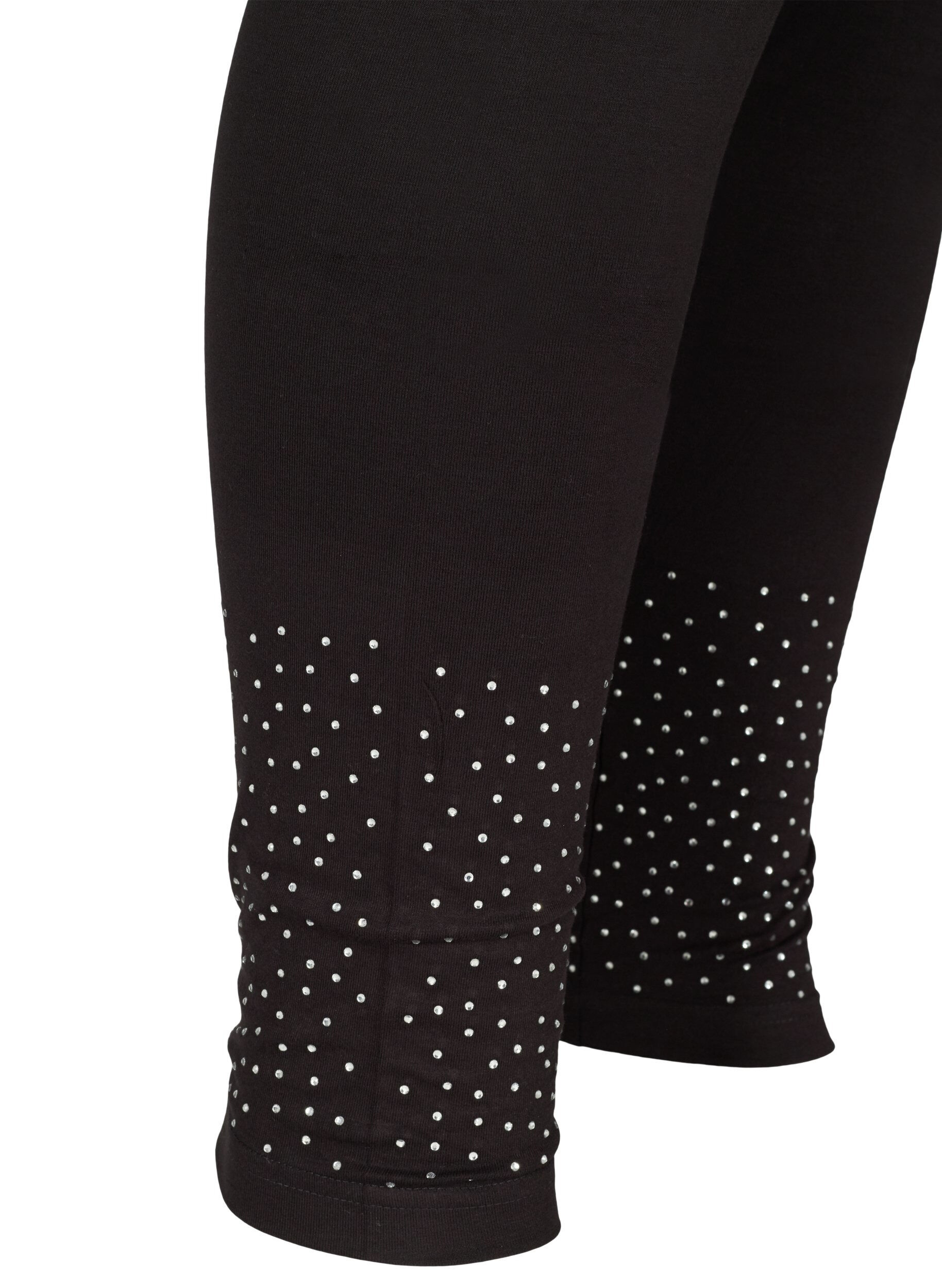 Zizzi Legging en viscose m&eacute;lang&eacute;e avec strass d&eacute;coratives, Black, Packshot image number 3