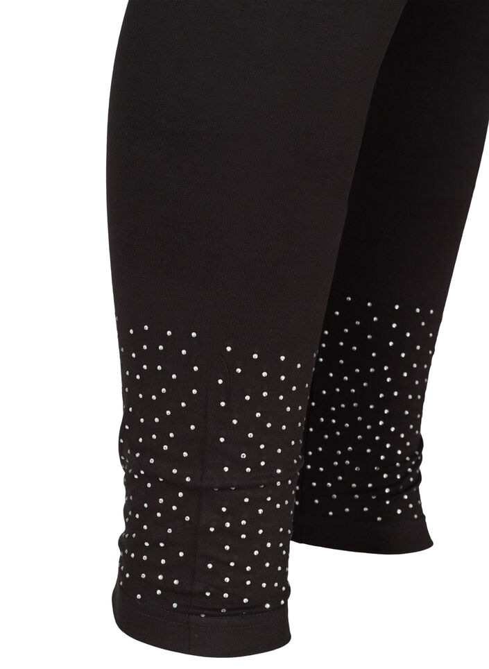 Leggings aus Viskosemischung mit dekorativen Steinen, Black, Packshot image number 3