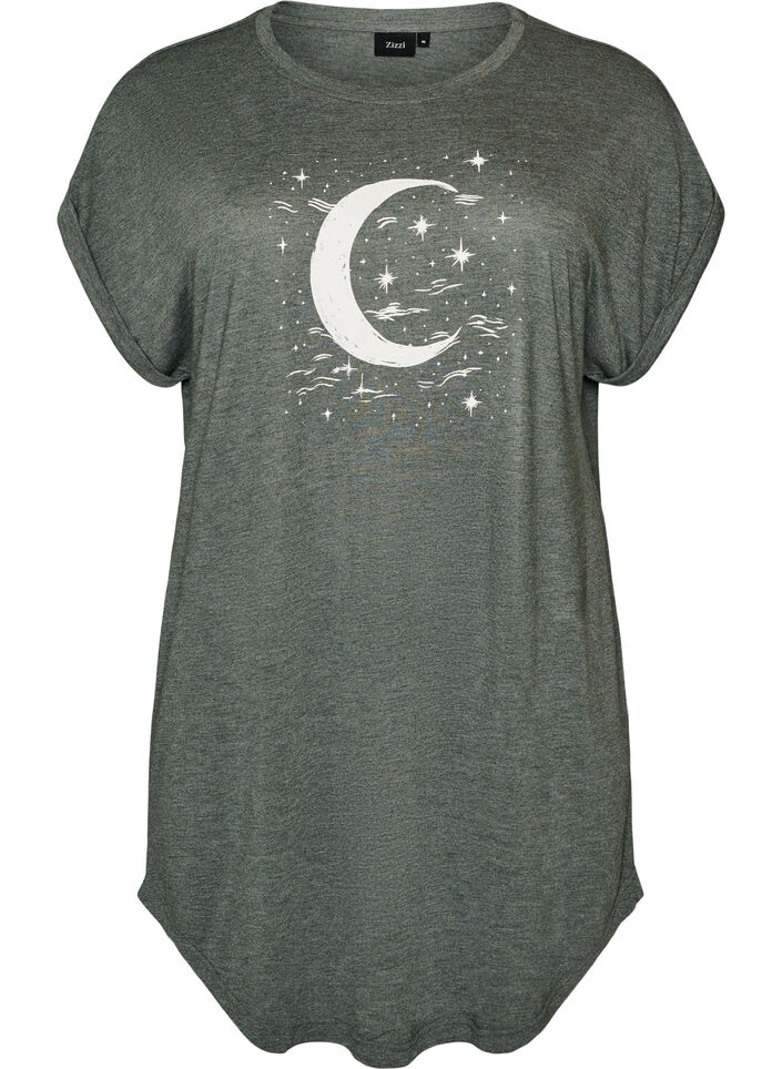 Chemise de nuit &agrave; manches courtes avec imprim&eacute; de texte, Vert, Packshot image number 0