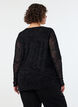 Mesh-Bluse mit Paisley-Print und asymmetrischem Saum, Schwarz, Model image number 2