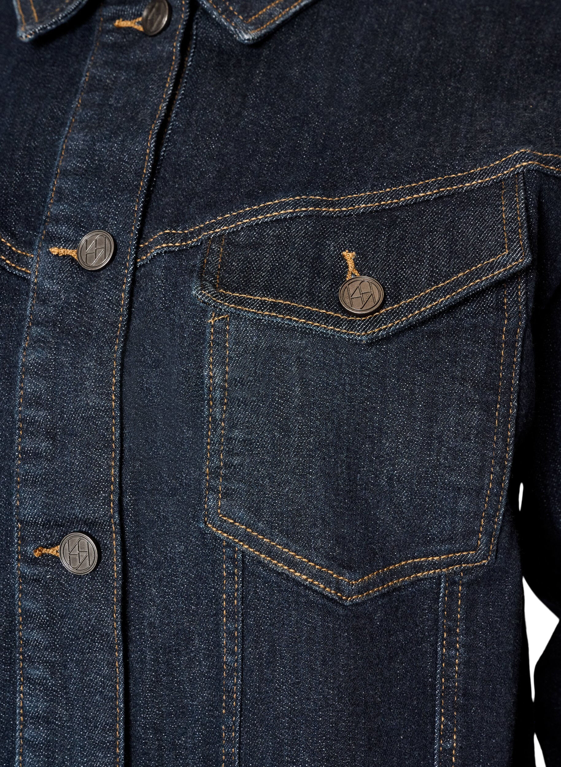 ZizziVeste en jean classique avec surpiq&ucirc;res contrastantes, Bleu, Packshot image number 2